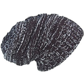 Cool4 Herren Damen Unisex Strickbeanie Slouch Grobstrick Beanie Strickmütze Mütze A20 (Schwarz-Weiß meliert)