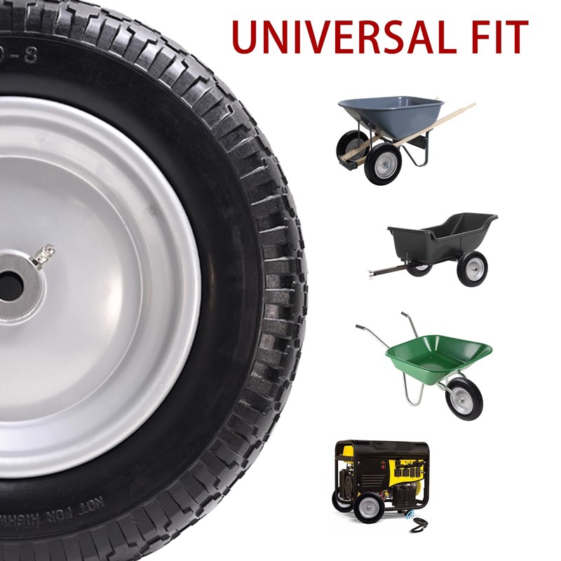 LTNICER 14.5" Wheelbarrow Tire, 3.50-8" Flat-free Solid Tire and Wheel