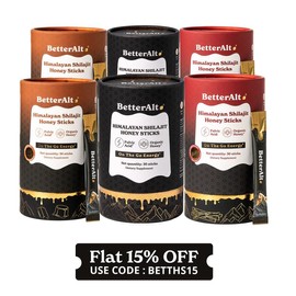 B3G3 Packs of BetterAlt GOLD+ Shilajit Honey Sticks | Caramel, Cinnamon and Classic Flavors | Helps Boost Energy | Lab-Tested for Purity:_Variety Pack-Pack of 6