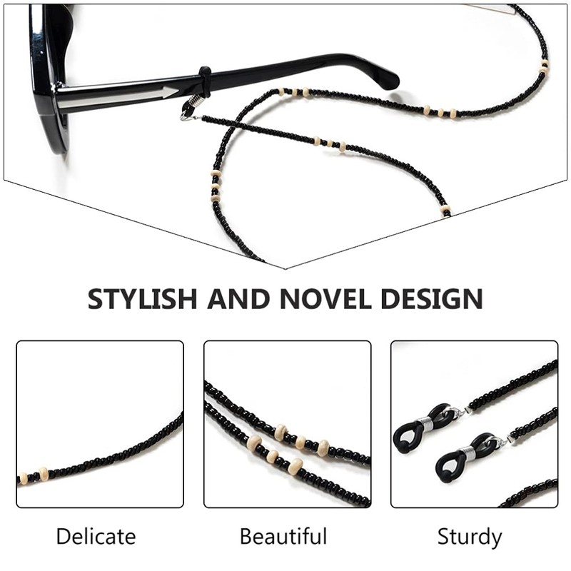 Beaupretty 2pcs Rustic Eyeglass Chain Wooden Bead Strap Retainer Strap
