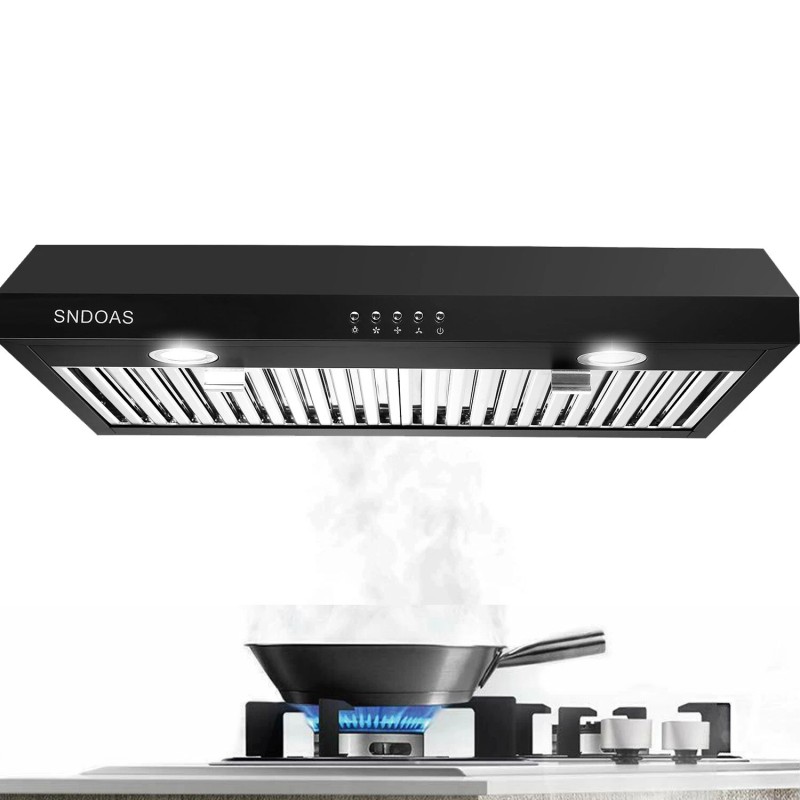 SNDOAS 600CFM 30inch Under Cabinet Range Hood Black Painted Kitchen