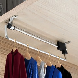 Valet Rod for Closet Pull Out Autuwintor Adjustable Rod for Closet to Hang Clothes with Mounting Screws Cold Rolled Steel Black Silver, Retractable14-Inches,Quantity-2