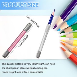 Pack of 3 Pen Extension, Colour Pencil Extension, Adjustable Aluminium Alloy Pencil Extender for School, Painting Studio, Writing Instrument, Pen Extension, Pencil Extension