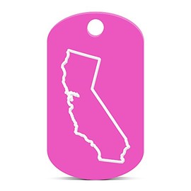 fagraphix California Outline Keychain GI Dog Tag Engraved CA Hot Pink