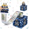 MORAINJAY 16th Birthday Money Box, Navy Blue Pull Cash Case,