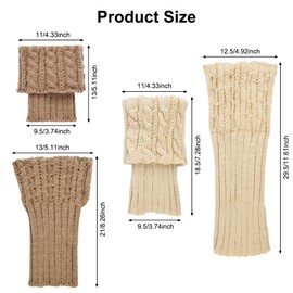 AUYAO Winter Leg Warmers Women's 2/4 Pairs Winter Leg Warmers Short Knitted Leg Warmers Knitting Crochet Women's Button Leg Warmers Girls Ankle Warmers Boots Boot Cover Winter Warmer One Size,