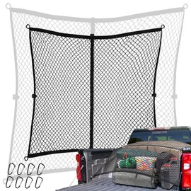 CROSSHIP Cargo Net for Pickup Truck Bed - 4'x4' Stretches to 7'x7' - Highly Elastic Cargo Net Mesh 1''x1'' - 8 Pcs Metal Carabiner Clips - Transport Groceries, Camping, Hunting & Sporting Equipment