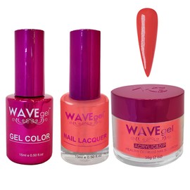 WAVEGEL Soak-Off Gel, Nail Lacquer & Acrylic/Dip Powder Matching Set - Princess Collection - #103 Rosette Red Boutique