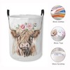 Laundry Basket Pink Floral Highland Cow Collapsible Laundry Hamper with
