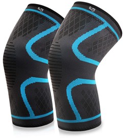 Par de Rodilleras de Compresion version plus marca Elite Fitness para Dolor de articulaciones, Promueve la circulacion y Rendimiento - Ideal para Correr, IR al Gym, basquetball, y Actividades Deportivas … (Azul, Chica)