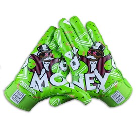 Battle Sports Money Man 2.0 Wide Receiver Football Gloves - Adult and Youth Football Gloves - Ultra Grip Gloves - Adult Large, Neon Green