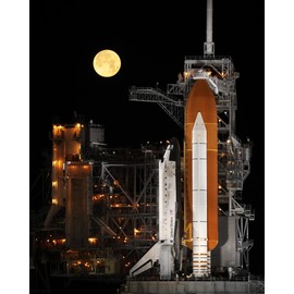 Space Shuttle Discovery Under a Full Moon Photo NASA Photos 8x10