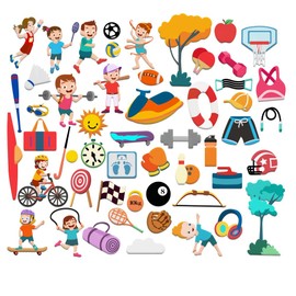 BEUNITONE 52 Pieces Sports Felt Board Pieces Basketball Felt Storyboard Set Colourful Story Telling Football Flannel Board Interactive Spring Educational Game Set for the Classroom Birthday Gift