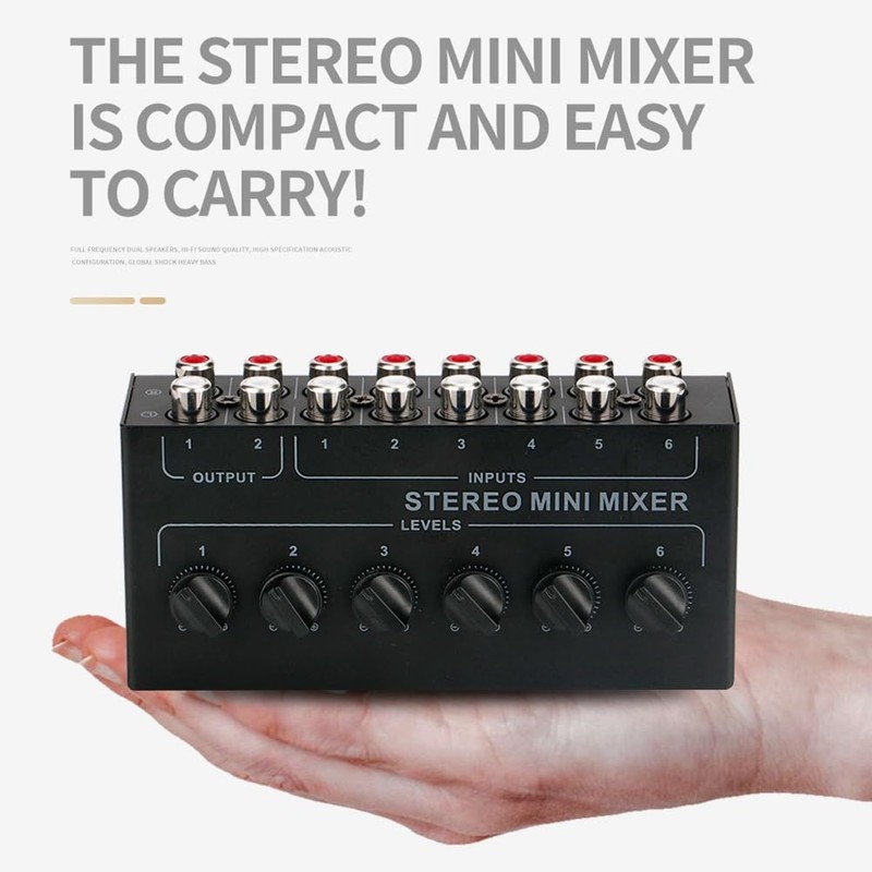 Daiilg 4 Channels Passive Stereo Mixer Mini Audio Mixer Portable