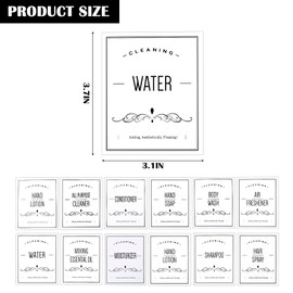 12 Pcs Waterproof Labels for Glass/Plastic Bottles, Bathroom Hand Soap Shampoo Dispenser Label Stickers, Removable Bottle Labels for Soap, Lotion, Shampoo and Conditioner (3.1"X3.7", White)