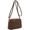 FashionPuzzle Triple Zip Small Crossbody Bag, Dark Taupe, One Size