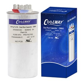 COOLWAY 60/5 uF 60+5 MFD ±5% 370V or 440V Dual Run Start ac Capacitor for Motor Start or Heat Pump, Condenser, Pool Pump