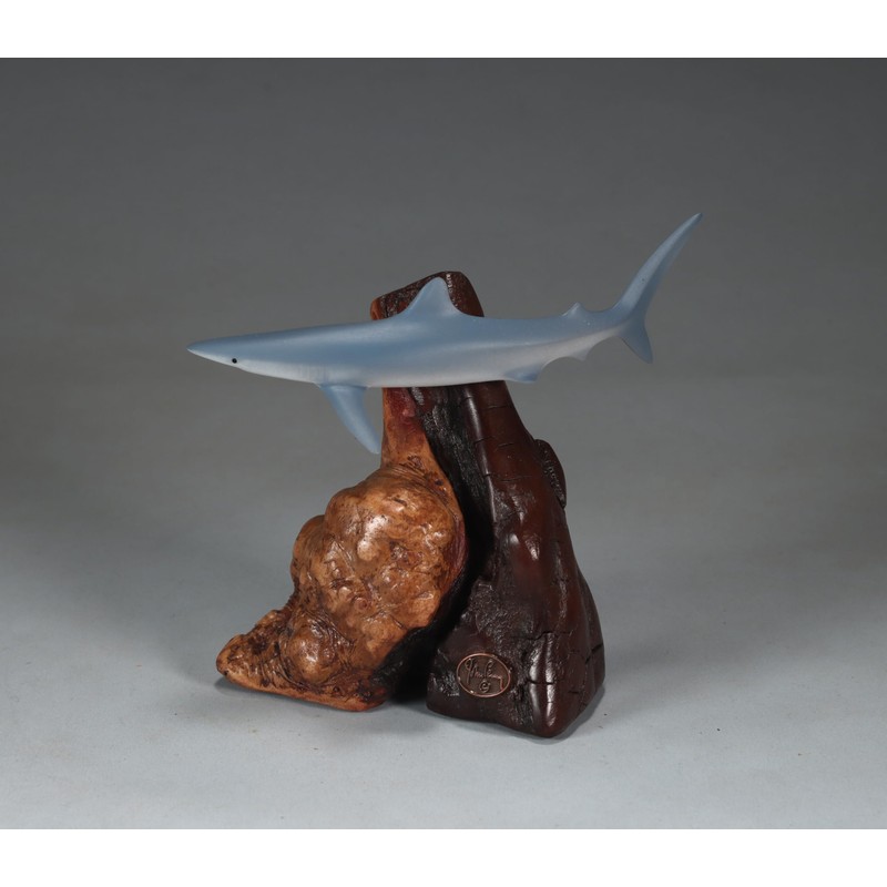 Blue Shark by John Perry 6in Long Sculpture Airbrushed on