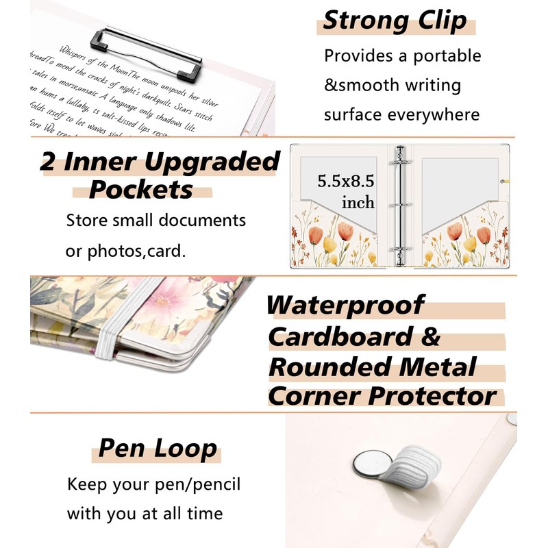 Mini Binder Organizer for 5.5" x 8.5" Paper ，1 Inch
