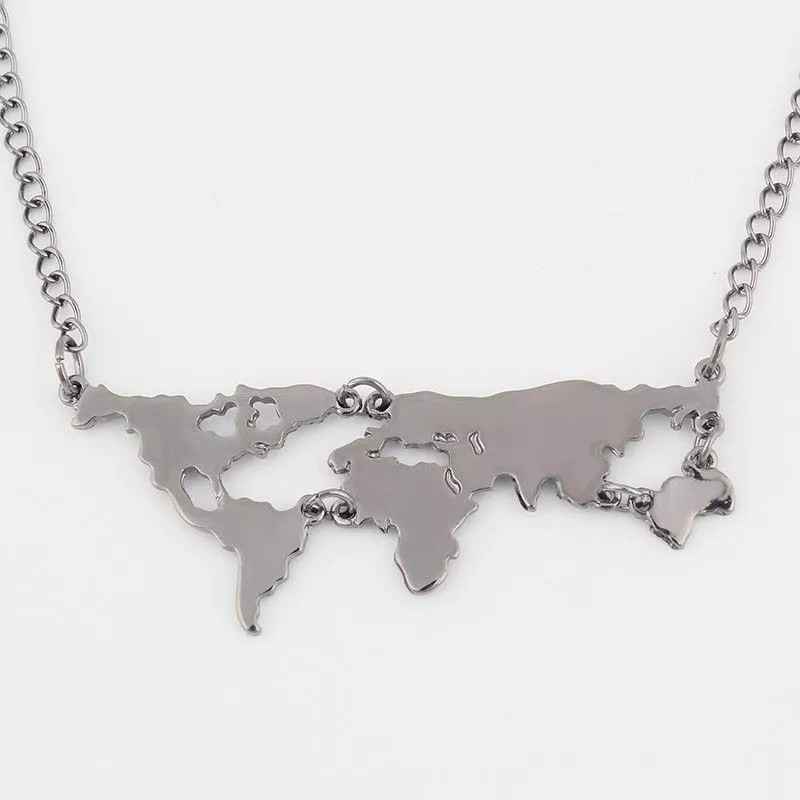 Patry Deluxe Collar Mapamundi Dije Viajero Mochilero Mapa Mundo Colgante