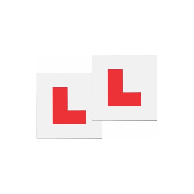 Magnetic L Plates for Learner Drivers, Red and White, 2-Pack