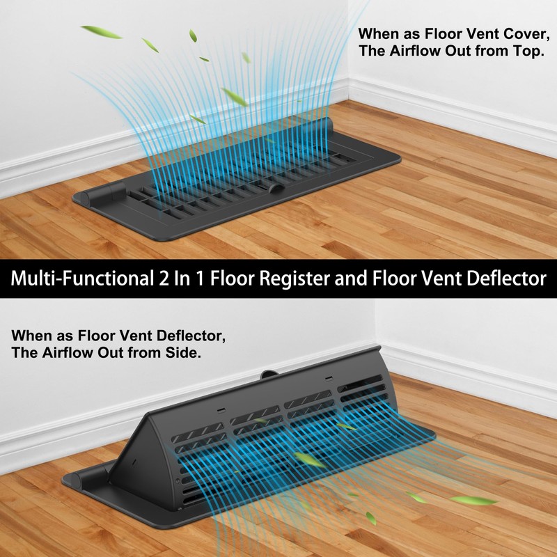 2-in-1 Vent Deflectors & Floor Vent Covers, Adjustable Floor Register