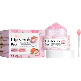 Daconovo , 30g, Exfoliante Labial de melocotón, Tratamiento de reparación de Labios Natural, exfolia Suavemente los Labios, suaviza la queratina con Cepillo