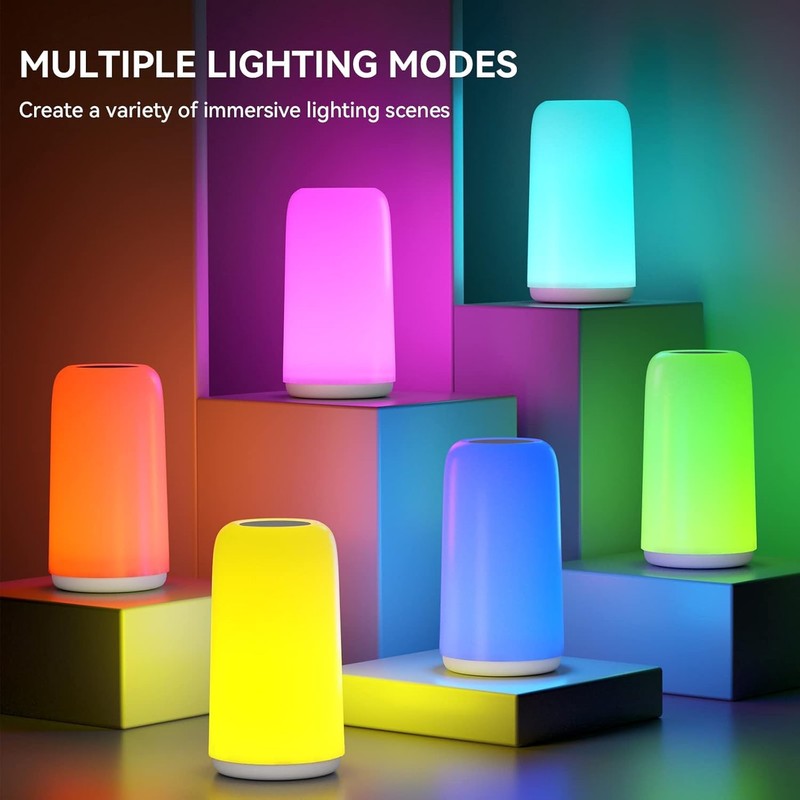 ROOTRO Touch Bedside Table Lamp, [Sleek Design & RGB Mode]