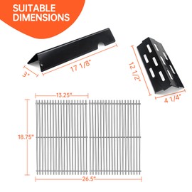 Porcelain-Enameled Grill Flavorizer Bar Heat Plates with 9MM Stainless Steel Cooking Grates Replacement Parts for Weber Genesis II 300 Series E-310 E-315 E-330 E-335 S-310 S-335 Grill Part Replaces