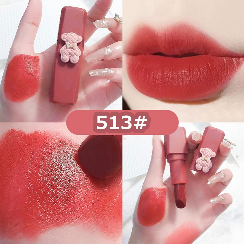 HENGFANG Bear Matte Lipstick Velvet Soft Mist 3.8g Lipstick (513#)