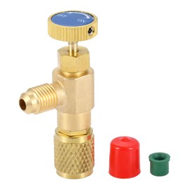 R12 R22 Refrigerant Charging Valve, 1/4“ Male to 1/4” Female Safety Adapter Flow Control Ball Valve for R12 R22 Air Conditioner Manifold