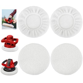 Muyohix Polierpad-Auto, 4 Stück Auto-Polierhauben, Autopolierpad fur 220mm-250mm Poliermaschine, Lammwoll-Polierhauben-Set, Baumwoll Polierhauben zum Wachsen und Autopolieren