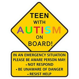 1 pcs Teen with Autism Awareness - 5 inches - Car Truck Decal Sticker. Alert Responders