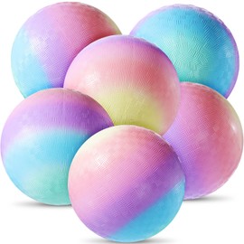 VioraWhite 6 Pcs Macaron Playground Balls 8. 5 Inch Pastel Color Rubber Bouncy Balls for Kids Inflatable Colored Dodgeball Kickball Handball for School Backyard Beach Indoor and Outdoor Games