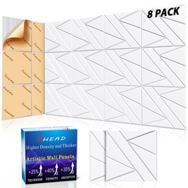 8 Pack Self-Adhesive Soundproof Wall Panels, 12 x 12 x 0.47 In Sound Proof Foam Panels for Walls, 1.2lb/ft³ High Density, Thicker 0.47in, Acoustic Panels, Noise Dampening Panels Studio White