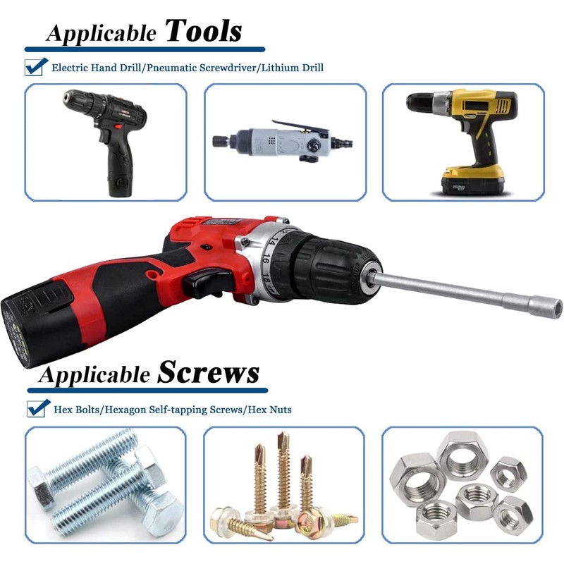 6Pcs Magnetic Power Impact Nut Driver Set,150mm 1/4 Inch Hex