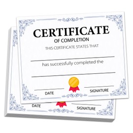 25 Certificate of Completion, Certificate of Achievement, Award Recognition, School Diplomas, Training Certificate, for Graduation, Students, Employees, 8x10 Inches - M380