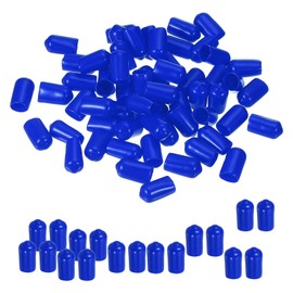 PATIKIL Round Rubber End Caps 8mm ID, 100 Pcs Rubber Bolt Covers Caps Vinyl Rubber Flexible Screw Thread Protectors for Metal Tube Rod Bolts, Blue