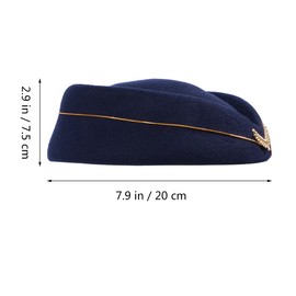 WRITWAA Sombrero de azafata de aire para mujer, azafata de lana para disfraz, accesorios de disfraz de cosplay, rendimiento musical, talla (azul), Azul, 56-58cm