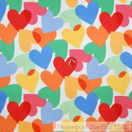 Michael Miller Fabrics Big Heart PC6914-PRIM-D BonEful Fabric FQ Cotton Quilt White Red Blue Valentine Heart Polka Dot Girl Boy