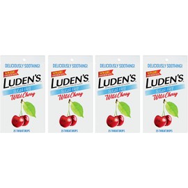Luden's Sugar Free Wild Cherry Throat Drops, Sore Throat Relief, 25 Count (4 Pack)