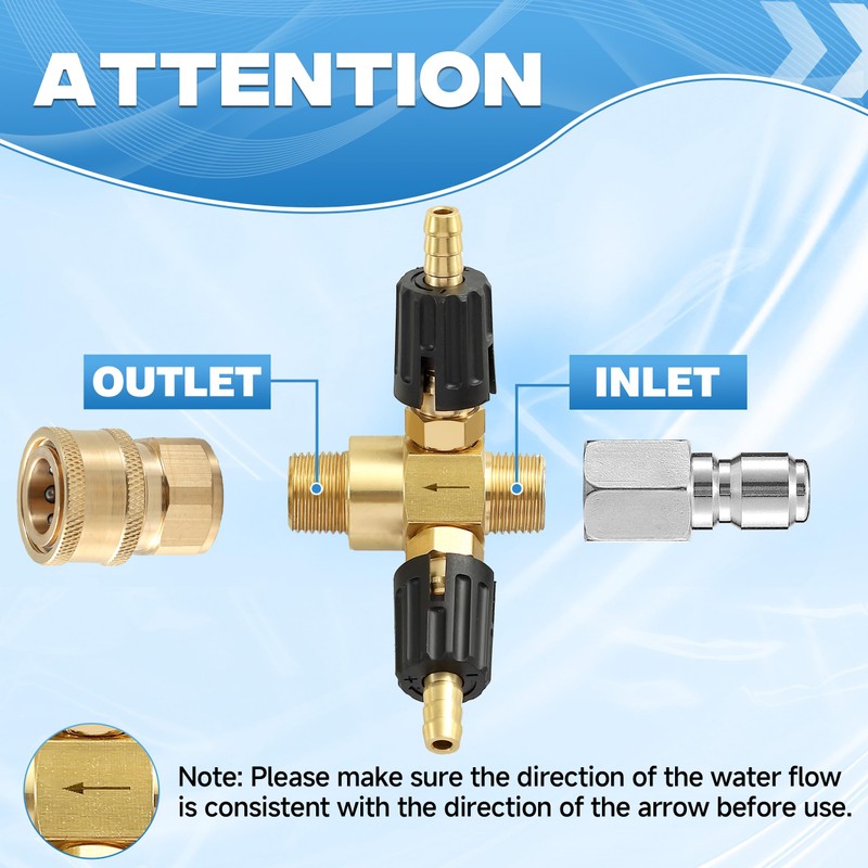 JOEJET Downstream Injector for Pressure Washer, Adjustable Dual Chemical Injector