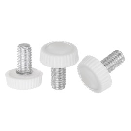 uxcell 30pcs M6 x 12mm Metric Male Thread Knurled Knobs, Thumb Screw Clamping Knobs Grip Plastic Handle Hand Knobs with Threaded Stud, White