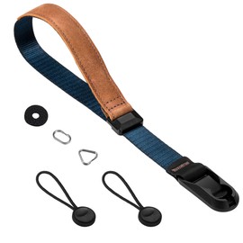 Cobby Wrist Strap Hand Strap Magnetic Buckle Anchor Design Nylon+Leather for DSLR/Mirrorless with Oval/Triangle Ring Replaceable (Blue)