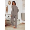 Ekouaer Women's Waffle Knit Pajama Sets Comfy Long Sleeve Lounge