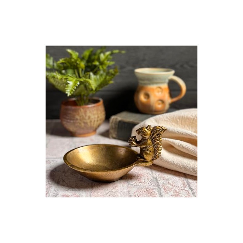 The Barrington Garage Squirrel with Acorn Cast Metal Decorative Bowl,