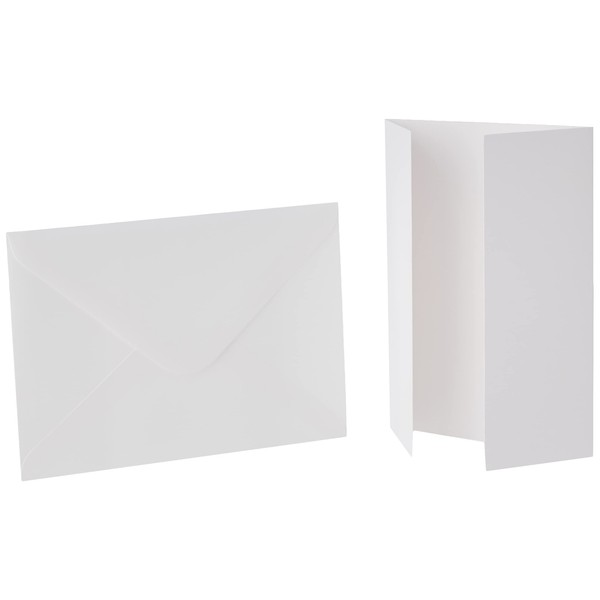 Papermania 5 x 7-inch 300 GSM Gate-Fold Card Blanks and Envelopes, Pack of 10, White