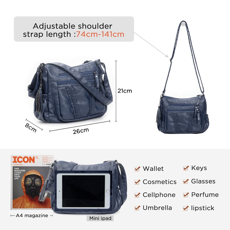 VOLGANIK ROCK Crossbody Bag for Women with Tassel Ladies Soft