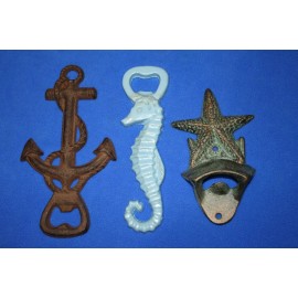 Stoneledge Investments (3) Beach Ocean Theme Bottle Openers, Cast Iron, Stocking Stuffers