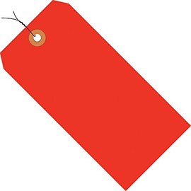 Aviditi Wired Shipping Tags, 2 3/4" x 1 3/8", 13 Pt, Fluorescent Red, With Reinforced Eyelet, To Identify Or Address Items That Cannot be Labeled And To Color Code Shipments, Case of 1000